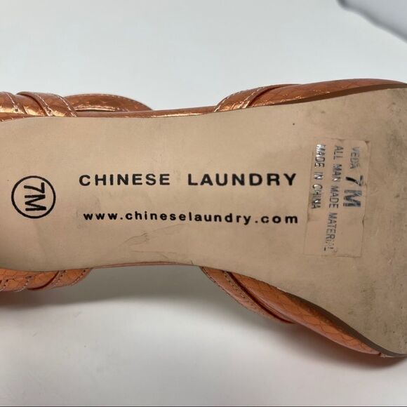 Chinese Laundry Copper Metallic Party Shoes Stilleto Strappy Women’s Size 7M - Picture 7 of 7